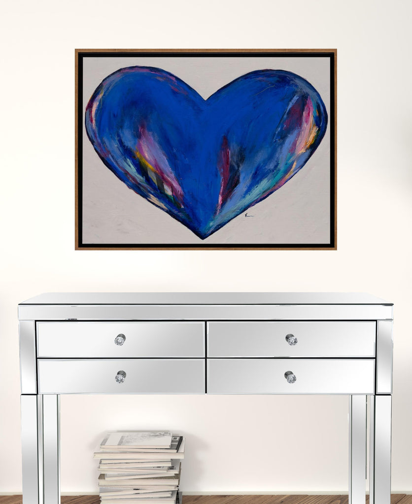Blue Open Your Heart Framed Canvas Framed Wall Art