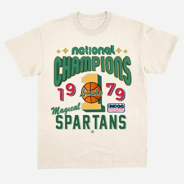 1979 NCAA Basketball National Champions Vintage, Michigan State Spartans Graphic T-Shirt, Womenswear for True Fans Graphic Tee