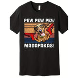 1pc Men'S Casual Cotton T-Shirt with Printed Dog Design, Crew Neck, Short Sleeves, Regular Fit, Summer Fashion Top, Knit Fabric, 180gsm - Black Made in USA