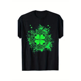 1pc Men'S Vintage-Inspired Graphics Tee, 100% Cotton Fabric, Crew Neck, Short Sleeve, Regular Fit, Weekend Casual Wear, All-Season Casual Wear, 180gsm - Ideal for St. Patrick'S Day Made in USA