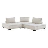 Saunter Tufted Fabric Fabric 3-Piece Sofa