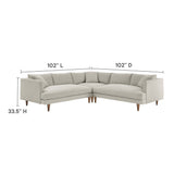 Zoya Down Filled Overstuffed 3 Piece Sectional Sofa