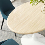 Lippa 60Ó Oval Artificial Travertine  Dining Table