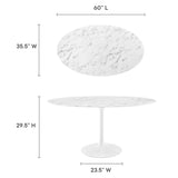 Lippa 60" Oval Artificial Marble Dining Table