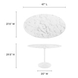 Lippa 48" Oval Artificial Marble Dining Table