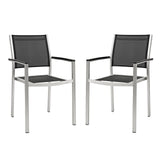 Shore Dining Chair Outdoor Patio Aluminum Set of 2