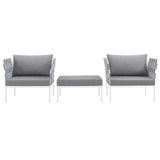 Harmony 3 Piece Outdoor Patio Aluminum Sectional Sofa Set