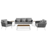 Stance 6 Piece Outdoor Patio Aluminum Sectional Sofa Set