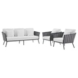 Stance 3 Piece Outdoor Patio Aluminum Sectional Sofa Set