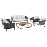 Stance 6 Piece Outdoor Patio Aluminum Sectional Sofa Set