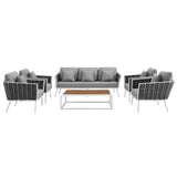 Stance 6 Piece Outdoor Patio Aluminum Sectional Sofa Set