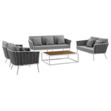 Stance 5 Piece Outdoor Patio Aluminum Sectional Sofa Set