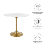 Lippa 36" Round Artificial Marble Dining Table