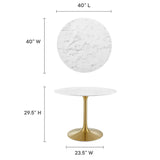 Lippa 40" Round Artificial Marble Dining Table