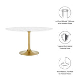 Lippa 54" Round Artificial Marble Dining Table