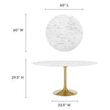 Lippa 60" Round Artificial Marble Dining Table