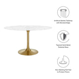 Lippa 54" Oval Artificial Marble Dining Table