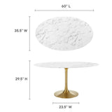 Lippa 60" Oval Artificial Marble Dining Table