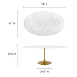 Lippa 78" Oval Artificial Marble Dining Table