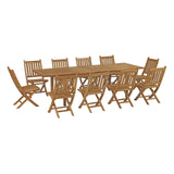 Marina 11 Piece Outdoor Patio Teak Dining Set