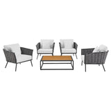 Stance 5 Piece Outdoor Patio Aluminum Sectional Sofa Set