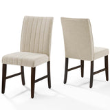 Motivate Channel Tufted Upholstered Fabric Dining Chair Set of 2