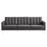 Loft Tufted Vegan Leather Sofa