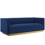 Sanguine Vertical Channel Tufted Performance Velvet Sofa