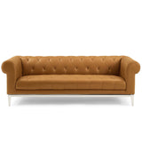 Idyll Tufted Button Upholstered Leather Chesterfield Sofa