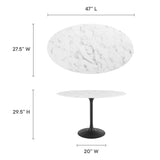 Lippa 48" Oval Artificial Marble Dining Table