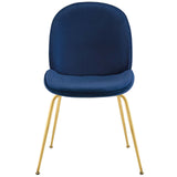 Scoop Gold Stainless Steel Leg Performance Velvet Dining Chair