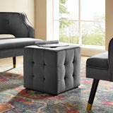 Contour Tufted Cube Performance Velvet Ottoman