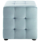 Contour Tufted Cube Performance Velvet Ottoman