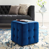 Contour Tufted Cube Performance Velvet Ottoman