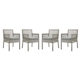 Aura Dining Armchair Outdoor Patio Wicker Rattan Set of 4