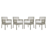 Aura Dining Armchair Outdoor Patio Wicker Rattan Set of 4