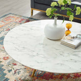Lippa 48" Round Artificial Marble Coffee Table with Tripod Base
