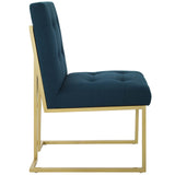 Privy Gold Stainless Steel Upholstered Fabric Dining Accent Chair