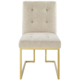 Privy Gold Stainless Steel Upholstered Fabric Dining Accent Chair