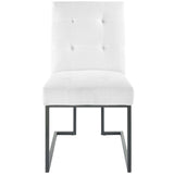 Privy Black Stainless Steel Upholstered Fabric Dining Chair