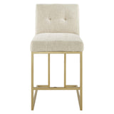 Privy Gold Stainless Steel Upholstered Fabric Counter Stool