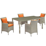 Conduit 5 Piece Outdoor Patio Wicker Rattan Dining Set