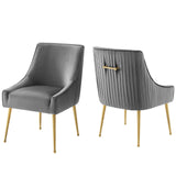 Discern Pleated Back Upholstered Performance Velvet Dining Chair Set of 2