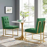 Privy Gold Stainless Steel Performance Velvet Dining Chair Set of 2