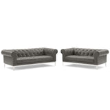 Idyll Tufted Upholstered Leather Sofa and Loveseat Set