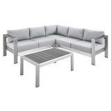 Shore Sunbrella� Fabric Outdoor Patio Aluminum 4 Piece Sectional Sofa Set