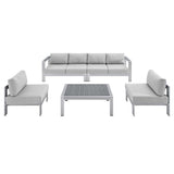 Shore Sunbrella� Fabric Outdoor Patio Aluminum 5 Piece Sectional Sofa Set