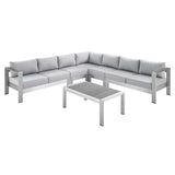 Shore Sunbrella� Fabric Outdoor Patio Aluminum 6 Piece Sectional Sofa Set