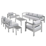 Shore Sunbrella� Fabric Outdoor Patio Aluminum 9 Piece Sectional Sofa Set