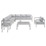 Shore Sunbrella� Fabric Outdoor Patio Aluminum 8 Piece Sectional Sofa Set